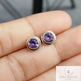 Natural Amethyst Stud Earring, 925 Sterling Silver Earring, Handmade Jewelry, Purple Amethyst Crystal Stud Earrings, Bridesmaid Gift, Gift